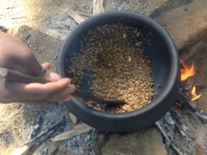A professional coffee cupping table