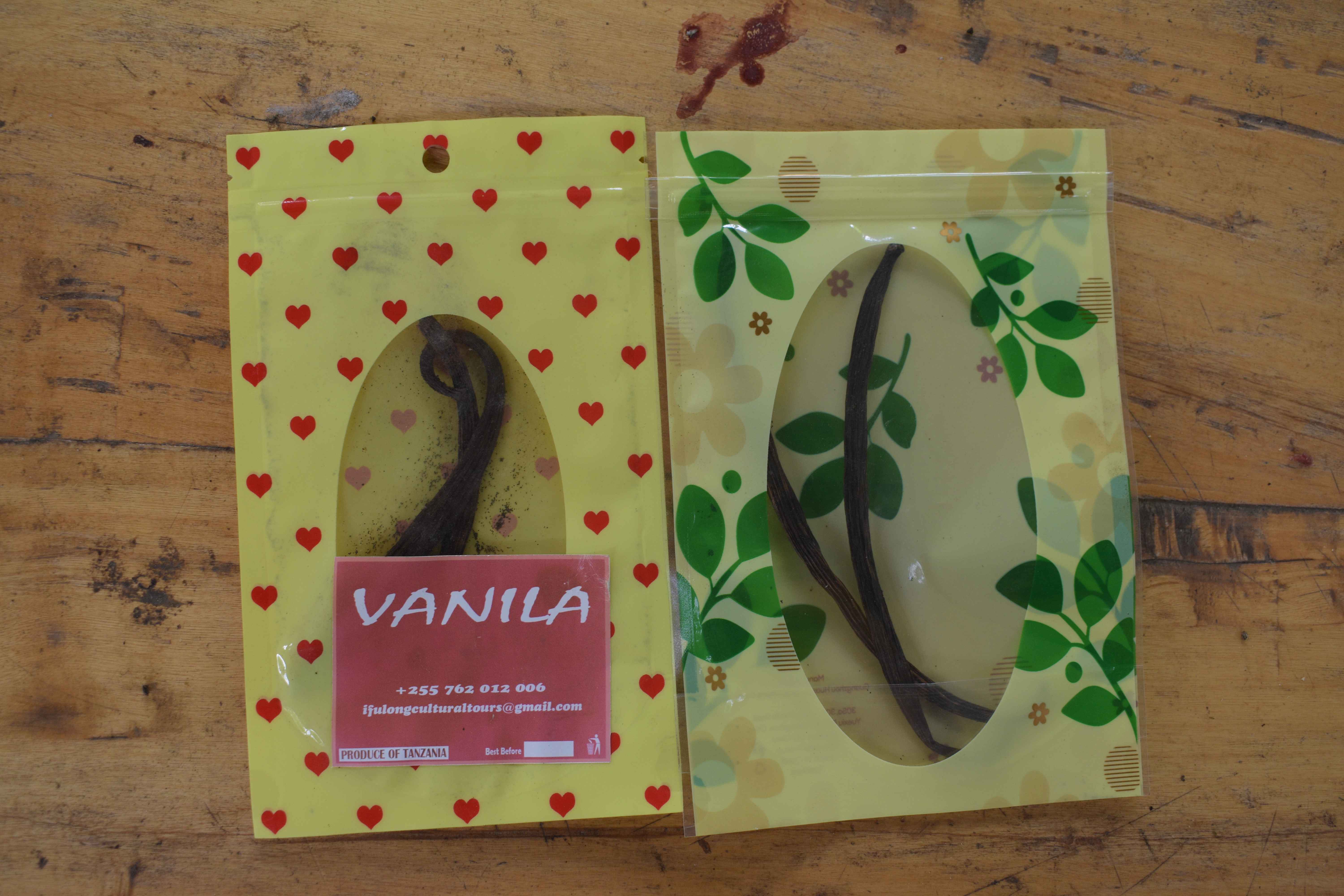 Vanilla beans being cured and dried